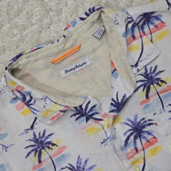 Tommy Bahama Shirt Mens 2XLB‎ Palm Trees Short Sleeve Button Up Reverse Print - Picture 1 of 12